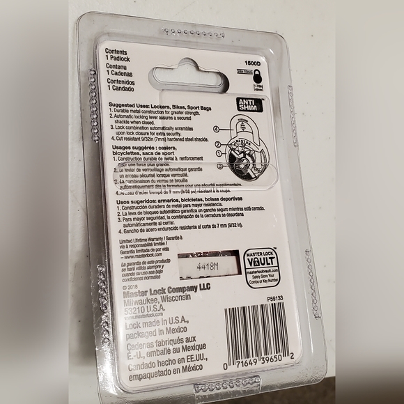 Master Lock 1500D Locker Combination Lock NEW IN PACKAGE - QTY AVAILABLE - Picture 2 of 2
